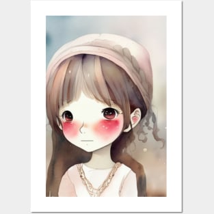 cute girl cartoon Posters and Art